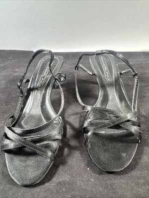 Bandolino Women’s Black Satin Shoes size 6M No Wear Strappy Elastic Intact - Image 1 of 4