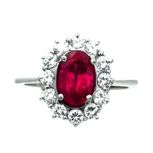 No Heat Rubin Diamant Ring 1.7ct Rubin und 0.72ct Brillanten in 750 Weißgold - Bild 1 von 8