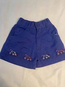 Vintage 80s Blue Bicycle Print Girl Shorts, Vintage Kids shorts  - Picture 1 of 3