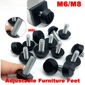 M6/M8 Metric Thread Adjustable Table Feet Furniture Leveling Foot Leg Pads Round - Picture 1 of 21