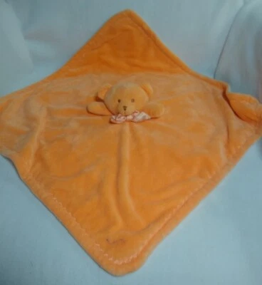 Mantas con lazo de satén de oso de peluche y más allá de terciopelo melocotón suave 18" x 18" Lovey Foto 1 de 4