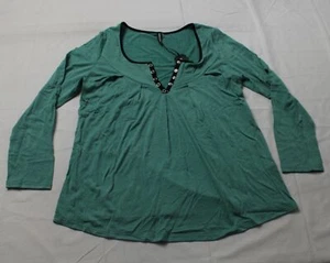 Noracora Women's Long Sleeve Scoop Neck Tunic Top DM9 Solid Green Large NWT - Picture 1 of 3