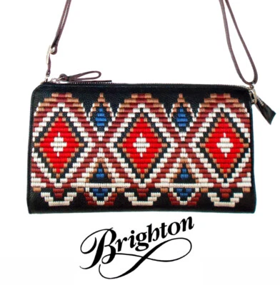 Cartera bandolera de cuero bordado Brighton Africa Stories "Masai" - $245 Foto 1 de 4