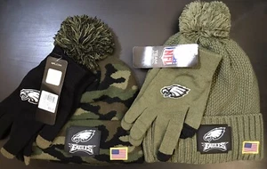 X2 NEU NFL Philadelphia Eagles Salute To Service Camouflage grün Beanie Mütze & Handschuhe - Bild 1 von 4
