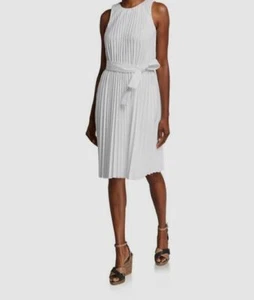 $2995 Brunello Cucinelli Women's White Sleeveless Belted A-Line Dress Size M - Picture 1 of 3