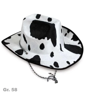 Sombrero de vaquero sombrero piel de vaca vaca con cinta de tracción talla 58 cm carnaval fiesta cosplay - Imagen 1 de 1