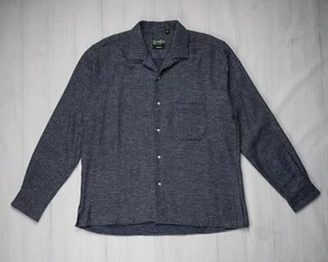 Gitman Vintage $230 NWT Navy Blue Brushed Houndstooth Flannel Camp Shirt L - Picture 1 of 7