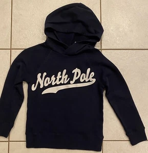 NWT CrewCuts Boys North Pole Christmas Hoodie Sweatshirt Navy Blue Size 4-5 4 5 - Picture 1 of 1