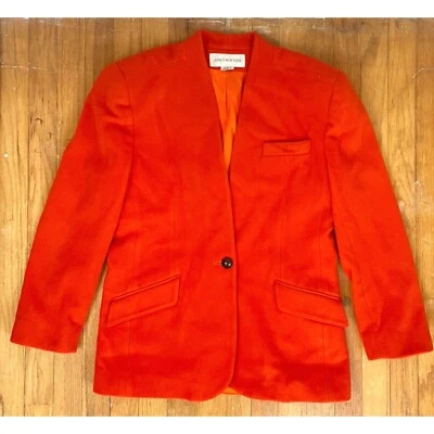 Blazer de lana de fieltro naranja vintage talla mediana/grande años 80 abrigo deportivo con textura suave Foto 1 de 4