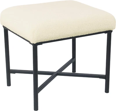Square Metal Ottoman - Cream Faux Sheepskin - Image 1 of 4