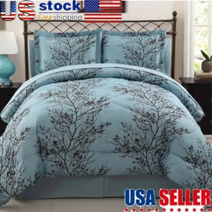 Comfortable Set Reversible Bed Soft W/ Microfiber Fabric Bedroom Queen 8-Piece - Picture 1 of 10