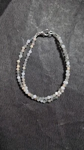 Multi Moonstone Gemstone 3mm Round Beads 925 Silver 5" 2 Layer String Bracelets - Picture 1 of 8