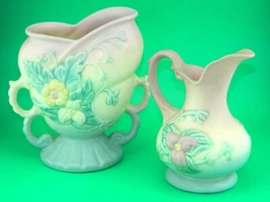 Wildflower W5-6½ and Ewer W2-5½ Matching Double Handle Vase Hull Art U.S.A - Picture 1 of 6