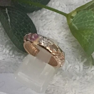 TJC Rose Gold Over Silver Diamond Floral 5mm Band Ring Size K New 8527* - Picture 1 of 3