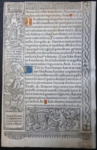 STUNDENBUCHBLATT KERVER VOSTRE HARDOUYN BIBELSZENEN GOLD INITIALEN PARIS UM 1500 - Picture 1 of 5