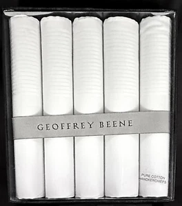 Nuevo juego de 5 pañuelos de algodón puro Geoffrey Beene con líneas cosidas en negrita - Imagen 1 de 2