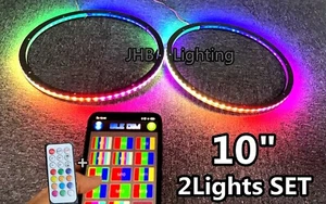 Pair of 10" Dream CHASING Flow LED Remote Bluetooth Audio Speaker Rings Lights - Picture 1 of 22
