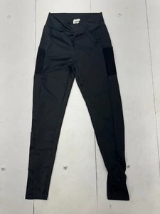 Black Cross Waist Athletic Compression Leggings Girls Size 14 - Picture 1 of 6