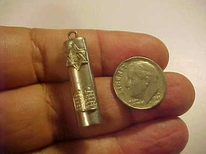 Vintage Sterling Mezuzzah Charm / Pendant- Star of David, 10 Commandments - Picture 1 of 5