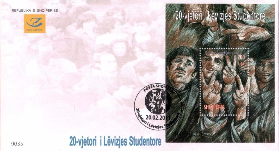 Albania Stamps 2010. 20-TH ANNIVERSARY OF THE STUDENTS’MOVEMENT. FDC Block MNH - Image 1 of 1