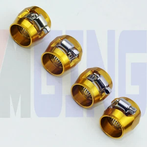 6an an6 6 Oil Fuel Hose Line Clamp Finisher Finishers HEX-6 Gold 4PCS - Picture 1 of 5