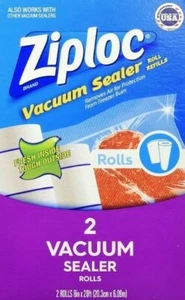 Ziploc Vacuum Sealer Bag Roll Refills, 8" x 20”, 2 Rolls - Picture 1 of 1