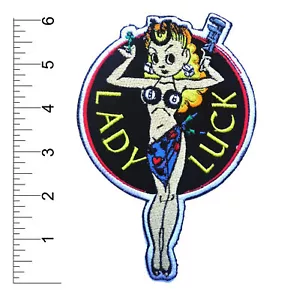 Hot Rod Patch Lady luck Badge 6" Impko Drag Race Motorcycle Vest iron On - Picture 1 of 1