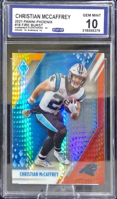 2021 Panini Phoenix - Christian McCaffrey #18 Fire Burst CCG 10 - Image 1 of 2