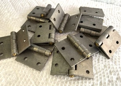 Vintage 12 peças 1-3/16” X 1-1/2” Dobradiças de Aço Bumbum Pequeno Gabinete Bronze Pin EUA - Imagem 1 de 4