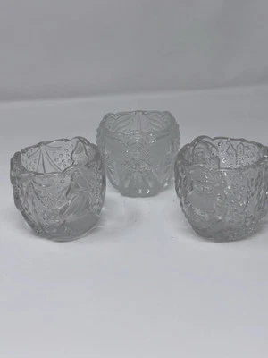 3 Christmas North Pole Express votive tea light candle holder GORHAM Crystal. - Image 1 of 4