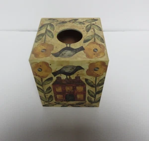 Cubierta de caja de pañuelos Birdhouse&Bird Primitives roja verde amarilla ligera - Imagen 1 de 6