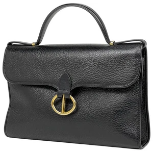 Christian Dior Logo Leather Shoulder Bag Black Vintage Authentic - Picture 1 of 6