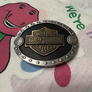 Vintage 1996 RARE Harley Davidson Motorcycles Shield Logo Belt Buckle OSFA - Picture 1 of 4