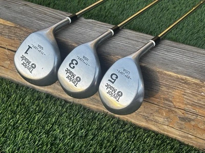 TaylorMade Pittsburgh Persimmon MetalWood 1 3 5 Regular Flex Org Shafts / Grips - Image 1 of 4