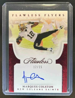 2021 Panini Flawless Marques Colston Flyers Ruby Auto #12/15 Saints - Image 1 of 2