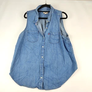 Levis Women Shirt Size XL Denim Sleeveless Light Blue Button Up - Bild 1 von 10