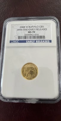 American Buffalo 2008-W $5 Gold Coin MS70 Early Releases 1/10 Ounce - Image 1 of 2