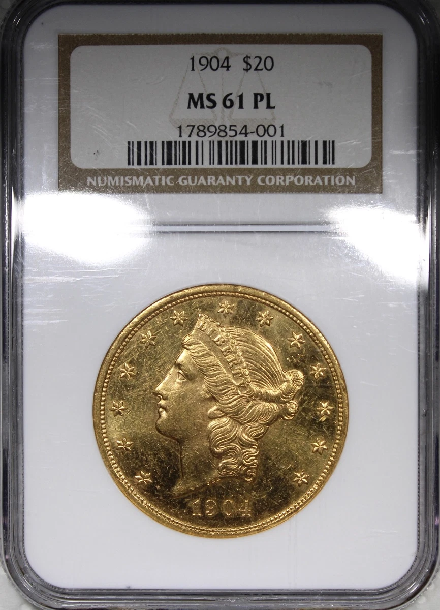 MS 61 Graded 1904 Year Double Eagle $20 US Gold Coins (Pre - 1933
