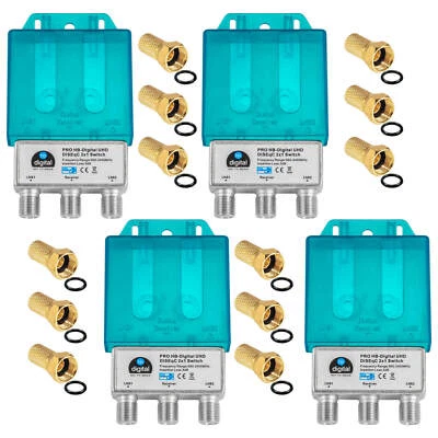 4 x DiSEqC PRO Schalter Switch Umschalter HB-DIGITAL 2/1 2x in 1 WETTERSCHUTZ FS