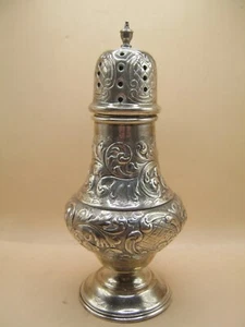 Birmingham 1927 LARGE Sterling Silver Sugar Caster With Elaborate Foliate Design - Picture 1 of 6