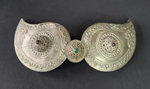 Antique Ottoman Period Silver Belt Buckle with Embossed Antique Stone - Picture 1 of 10