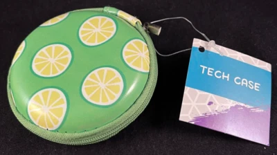 Tech Case - Estuche para auriculares - Lados rígidos - Cremallera - Almacenamiento de cable - Limas verdes* Foto 1 de 3