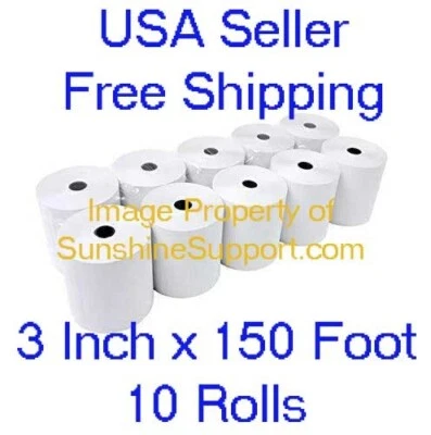 POSPAPERROLL 3" x 150' 1-Ply Bond 10 Rolls Kitchen Paper for Epson TM-U200B TM-U200D TM-U220