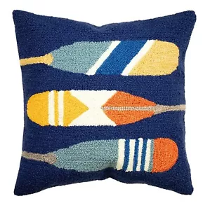 DOWN BY THE LAKE INDOOR OUTDOOR TEXTURED THROW PILLOW - 18" SQUARE - BOAT OARS - Picture 1 of 1