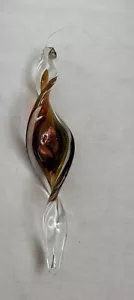 Signed Blown Glass Suncatcher Ornament Spiral Twist 10” x 2” Rust, Amber, Copper - Picture 1 of 24