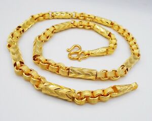Men's Jewelry Chain 22K 23K 24K Thai Baht Yellow Gold Plated Necklace 27 inch