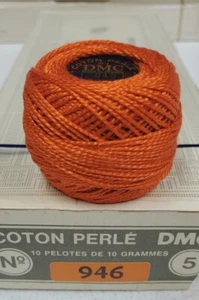 1 Box 10 Balls DMC #5 Crochet Thread Color 946 53 Yards Each Lot of 10 NIB - Picture 1 of 3