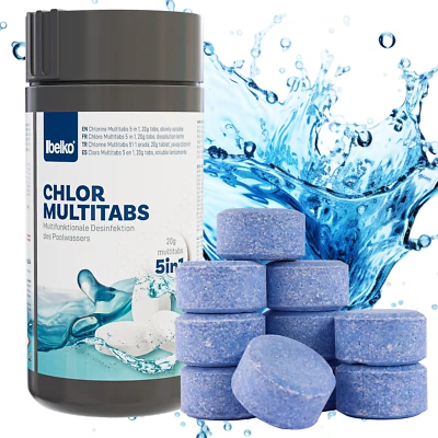 Chlortabletten 20g 5 in 1 Multitabs Mini Chlor für Pool langsamlöslich 5 Phasen - Bild 1 von 4