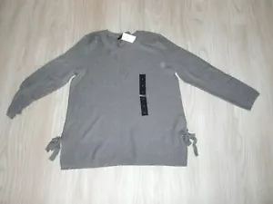 NWT~BANANA REPUBLIC~GRAY~SIDES STRAPS-BOWS~KNITTED PULLOVER Sweater Size S~CUTE - Picture 1 of 5