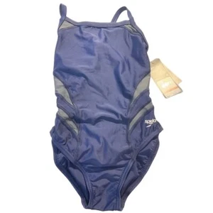 Speedo Navy Blue One-Piece Swimsuit Athletic Performance Swimwear size 28 A-700 - Picture 1 of 6